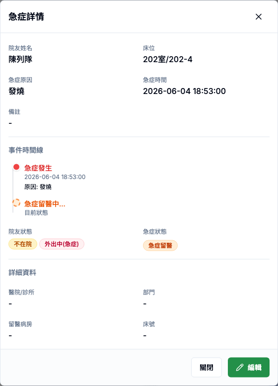 急症管理 真實畫面 - 詳情 會看到什麼 位置參考