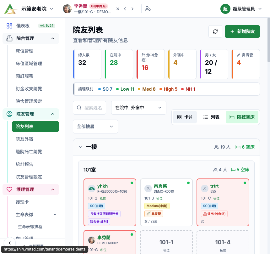 ANI 院友列表畫面